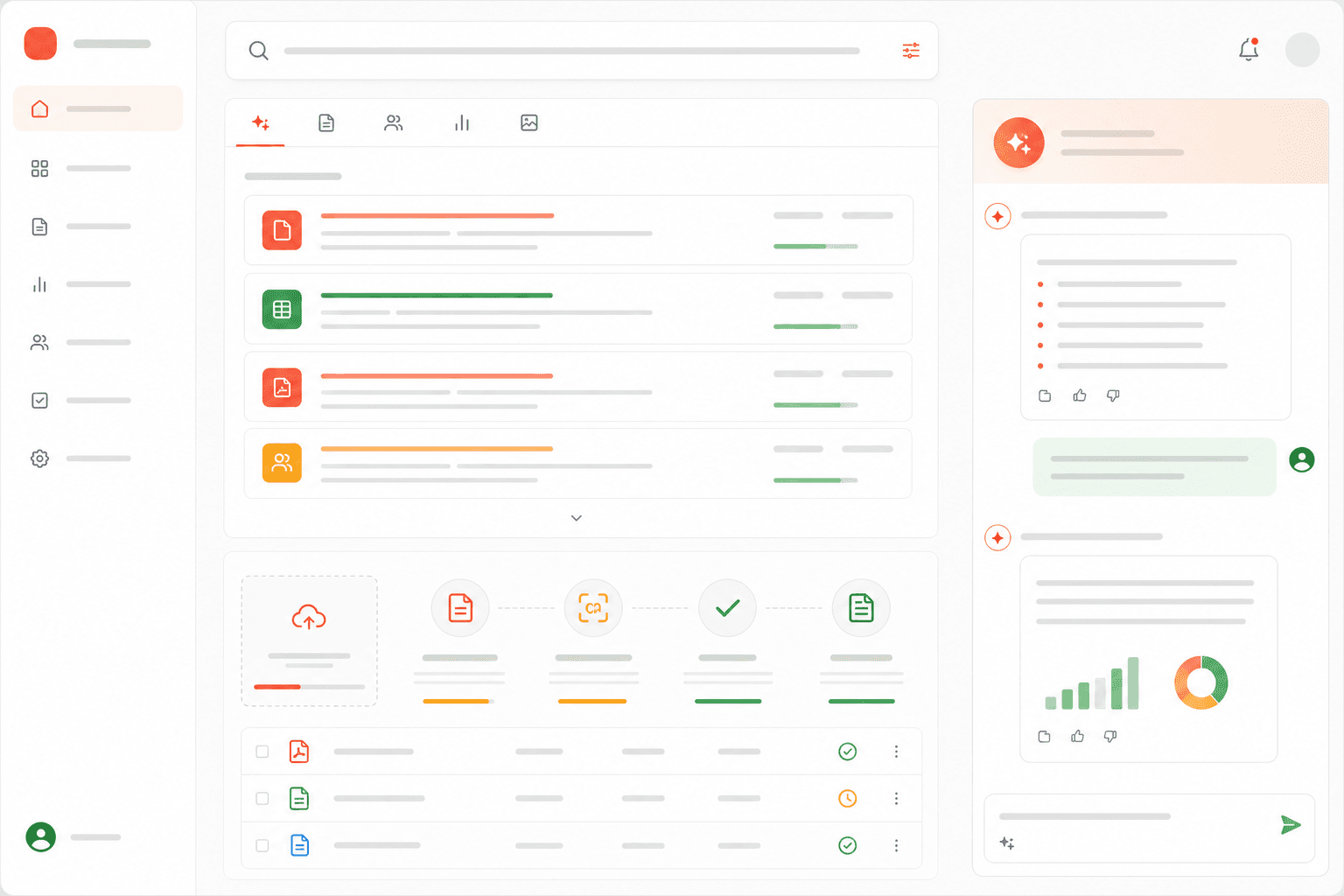 AI-powered search and assistant interface integrated into a business application